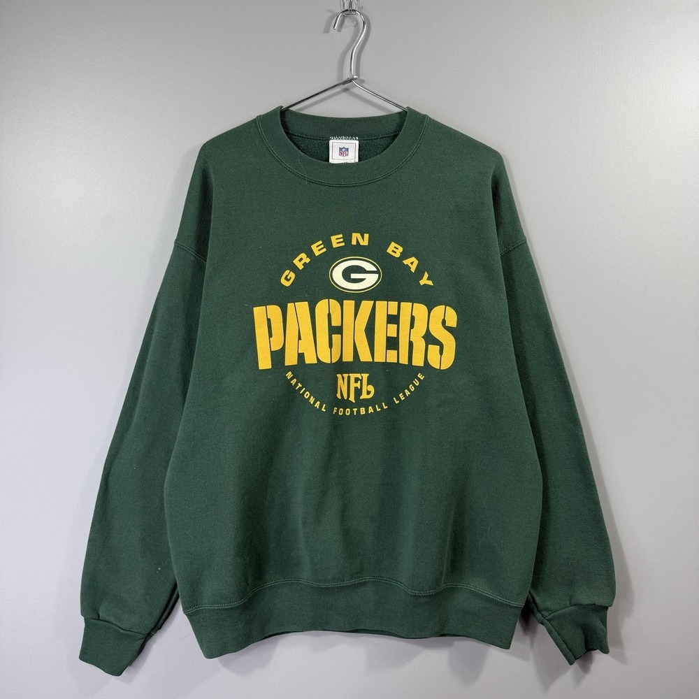 VTG Green Bay Packers Sweatshirt Mens Large Green NFL Football Crewneck Fleece